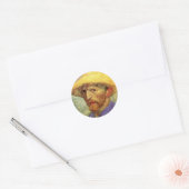 Sticker Rond Vincent van Gogh Autoportrait avec Casquette paill (Enveloppe)