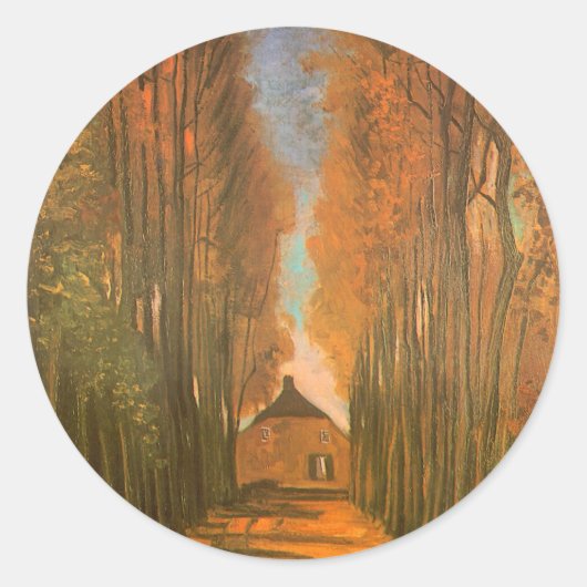 Sticker Rond Vincent van Gogh - Avenue des peupliers à l'automn (Devant)