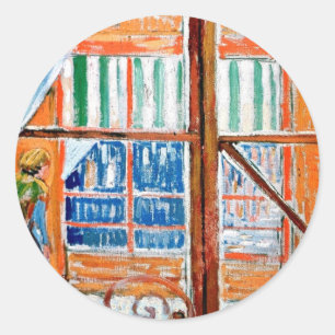 Sticker Rond Vincent Van Gogh - Boucherie vue d'une fenêtre