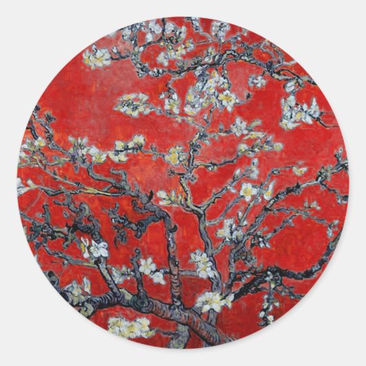 Sticker Rond Vincent van Gogh Branches avec Fleur d'amandes (Devant)