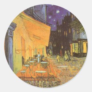 Sticker Rond Vincent van Gogh - Café Terrasse en soirée