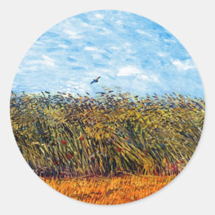 Sticker Rond Vincent Van Gogh - Champ de blé avec une alouette