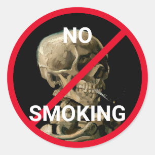 Sticker Rond Vincent van Gogh - Crâne avec cigarette allumée
