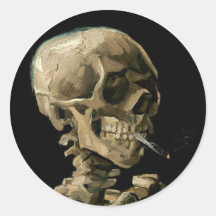 Sticker Rond Vincent van Gogh - Crâne fumant une cigarette