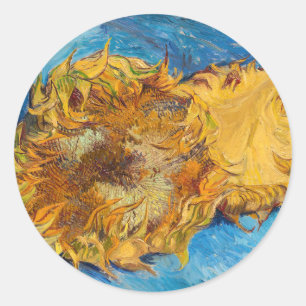 Sticker Rond Vincent van Gogh - Deux Tournesols Coupés