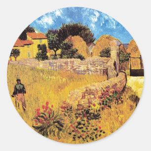 Sticker Rond Vincent Van Gogh - Ferme en Provence Beaux-Arts
