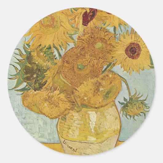 Sticker Rond Vincent Van Gogh - Fleurs de soleil - Lovely Flora (Devant)