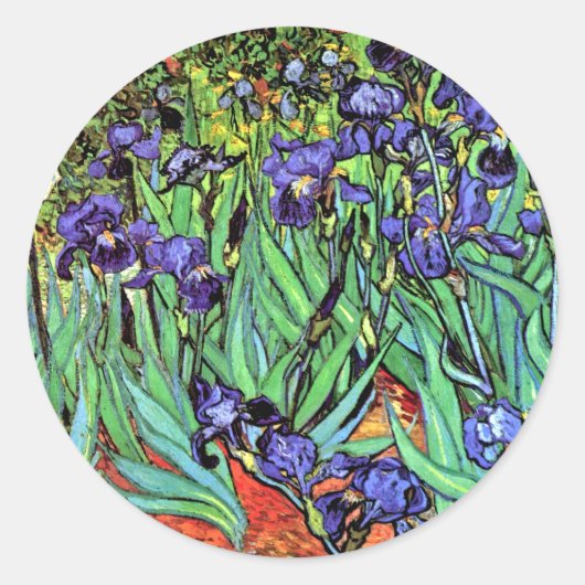 Sticker Rond Vincent Van Gogh - Irises - Art de l'amour des fle (Devant)