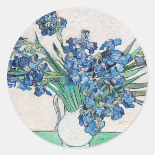 Sticker Rond Vincent Van Gogh. Irises. Impressionnisme floral (Devant)