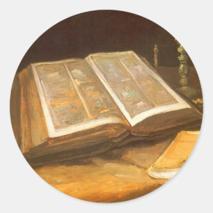 Sticker Rond Vincent van Gogh - La vie morte avec la Bible