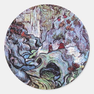 Sticker Rond Vincent Van Gogh - Le ravin (Les Peiroulets)