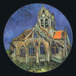 Sticker Rond Vincent van Gogh - L'église d'Auvers<br><div class="desc">L'église d'Auvers (1890) de Vincent van Gogh est un Post impressionnisme vintage de peinture religieuse architecturale. Une femme se promenant le long d'un chemin vers la chapelle du village avec de beaux vitraux. Une scène architecturale de la vie quotidienne. À propos de l'artiste : Vincent Willem van Gogh (1853-1890) était...</div>