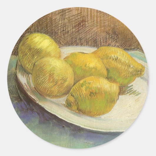 Sticker Rond Vincent van Gogh - Les citrons à vie fixe sur une (Devant)
