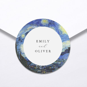 Sticker Rond Vincent Van Gogh Mariage de nuit Starry
