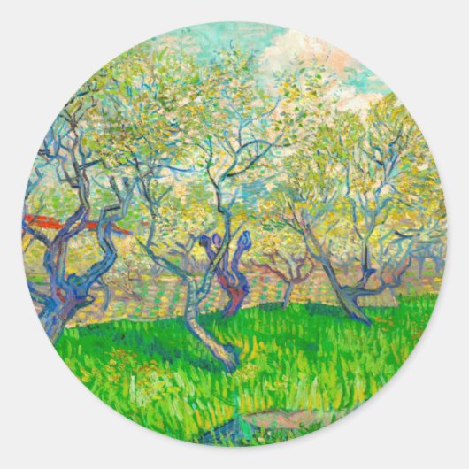 Sticker Rond Vincent van Gogh Orchard à Blossom (Devant)