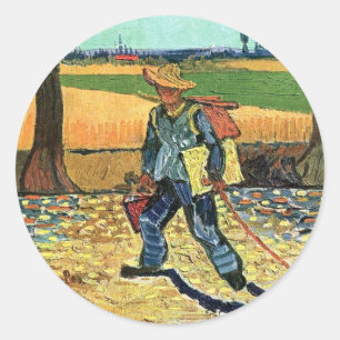 Sticker Rond Vincent Van Gogh - Peintre En Chemin De Travail