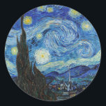 Sticker Rond Vincent Van Gogh Starry Nuit Vintage Art<br><div class="desc">Sticker Vintage Art de nuit Vincent Van Gogh</div>