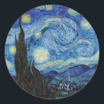 Sticker Rond Vincent Van Gogh Starry Nuit Vintage Art<br><div class="desc">Sticker Vintage Art de nuit Vincent Van Gogh</div>