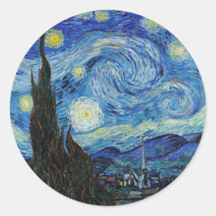 Sticker Rond Vincent Van Gogh Starry Nuit Vintage Art