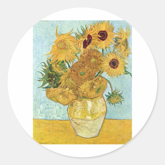 Sticker Rond Vincent van Gogh Sunflowers (Devant)