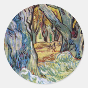 Sticker Rond Vincent Van Gogh - The Road Menders - Fine Art