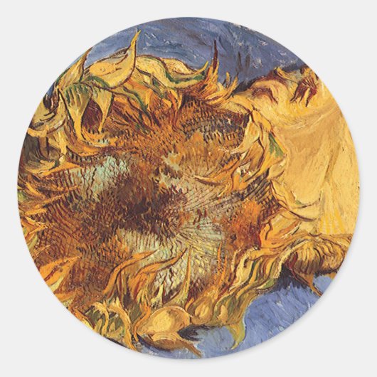 Sticker Rond Vincent van Gogh - Vie morte : Deux tournesols cou (Devant)