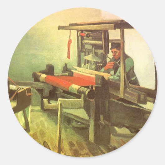 Sticker Rond Vincent van Gogh Weaver face à la roue à rotation  (Devant)