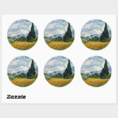 Sticker Rond Vincent Van Gogh Wheat Field With Cypresses (Feuille)