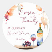 Sticker Rond Vino avant voeu vin nuptiale douche de faveur (Devant)