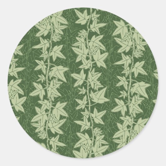 Sticker Rond Vins de lierre de Hedera - motif L_D vert botaniqu (Devant)