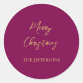 Sticker Rond Vins et couleurs or Joyeux Noël (Devant)