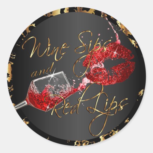 Sticker Rond Vins et lèvres rouges (Devant)