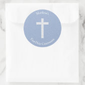 Sticker Rond Vins et rayures bleues communion (Sac)