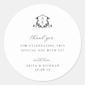 Sticker Rond Vins intemporels Crête noire Mariage Monogramme (Devant)