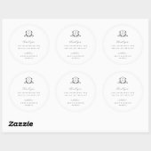 Sticker Rond Vins intemporels Crête noire Mariage Monogramme (Feuille)