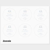 Sticker Rond Vins intemporels Dusty Blue Crest Mariage Monogram (Feuille)