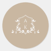 Sticker Rond Vins intemporels Monogram Crest Dusty Beige (Devant)