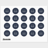 Sticker Rond Vins intemporels Monogramme Crest Navy (Feuille)
