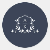 Sticker Rond Vins intemporels Monogramme Crest Navy (Devant)