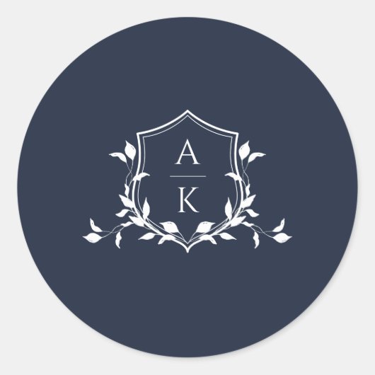 Sticker Rond Vins intemporels Monogramme Crest Navy (Devant)