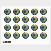 Sticker Rond Vins Roses bleus 2 (Feuille)
