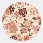 Sticker Rond Vins verts floraux naturels Motif Fleurs roses (Devant)