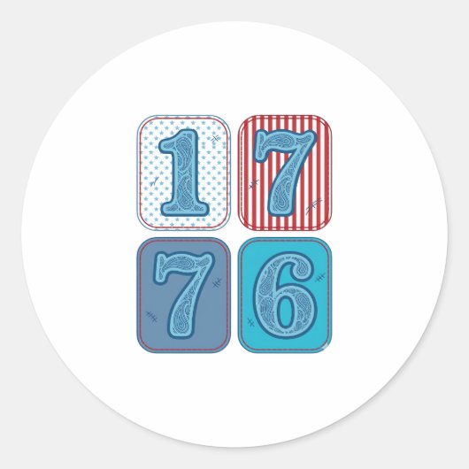 Sticker Rond Vintage 1776 Patchwork Patriotique (Devant)