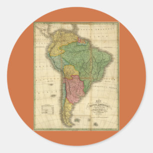 Sticker Rond Vintage 1826 South America Map by Anthony Finley