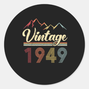Sticker Rond Vintage 1949 72e anniversaire Retro 72 ans