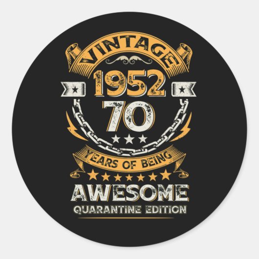 Sticker Rond Vintage 1952 70e anniversaire 70 ans (Devant)