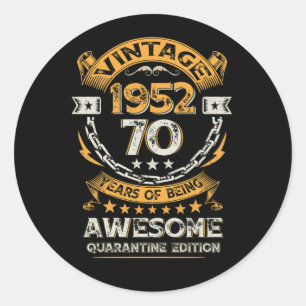 Sticker Rond Vintage 1952 70e anniversaire 70 ans
