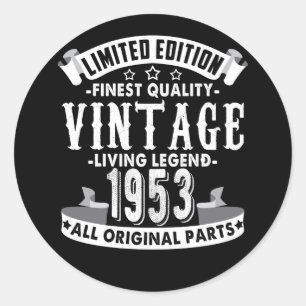 Sticker Rond Vintage 1953 - 69e anniversaire 69 ans B-day