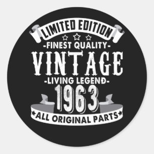 Sticker Rond Vintage 1963 - 59e anniversaire 59 ans B-day