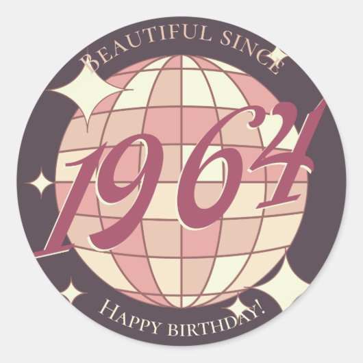 Sticker Rond Vintage 1964 60e anniversaire rétro violet (Devant)